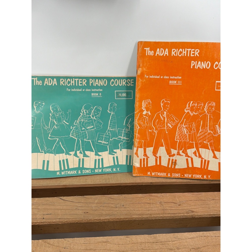 Vtg 1954 Ada Richter Piano Course Books II & III M Witmark &‎ Sons Music Instr
